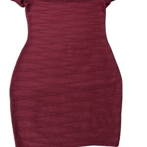 Guess Wine Textured Bodycon Mini Dress